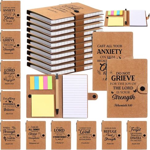 Thenshop 40 Pcs Christian Father' Day Gifts Bulk, Bible Verse Notebooks with Pens Sticky Notes for Men Women, Church, Nurse, Teacher, Bible Study Supplies for Group, Ministry Event(Blue) in Saudi Arabia