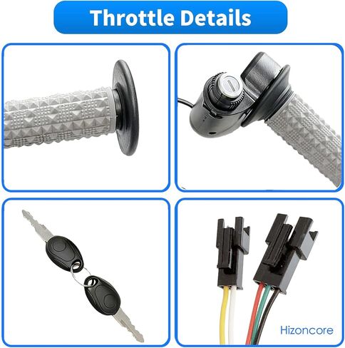 Full Twist Throttle Compatible with Ridstar Q20, True Plug and Play Taper Handles Ebike Throttle 12V-72V Wide Voltage with Key Lock, Fits E-Bike and E-Scooter in Saudi Arabia