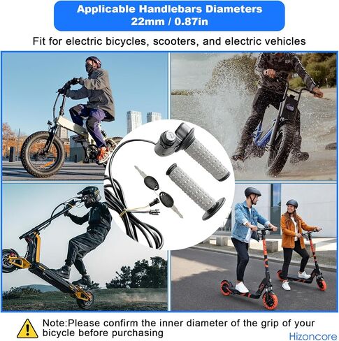 Full Twist Throttle Compatible with Ridstar Q20, True Plug and Play Taper Handles Ebike Throttle 12V-72V Wide Voltage with Key Lock, Fits E-Bike and E-Scooter in Saudi Arabia