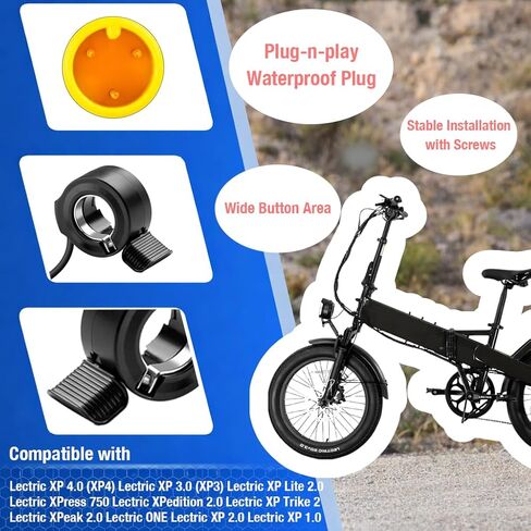 Ebike Full Throttle for Lectric XP4/XP 3.0/XP Lite/Xpedition, 12V-72V 3 Pin Waterproof Connector, Right Hand Twist Throttle for Lectric XP4 Ebike Plug & Play, Electric Bike Throttle Replacement in Kuwait