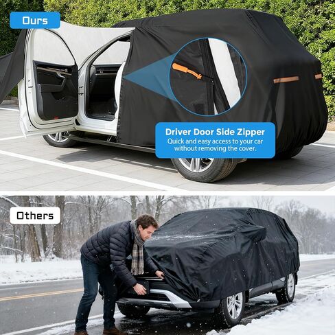 Car Cover for Toyota RAV4 2012-2026 & for Honda CR‑V 2012-2026, with Driver Side Zipper & Reflective Strips, SUV Full Car Cover Waterproof All Weather Outdoor for Snow Rain Sun UV Dust Protector in Kuwait