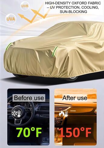 Heavy-Duty Oxford Waterproof Full Car Cover with Soft Lining, Windproof All Weather SUV Protection Against Hail, UV, Snow Ice, Dirt＆Leaf, Sturdy and Durable Outdoor Full Cover Universal Fit Suvs in Saudi Arabia