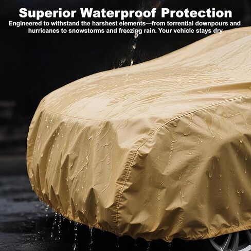 Heavy-Duty Oxford Waterproof Full Car Cover with Soft Lining, Windproof All Weather SUV Protection Against Hail, UV, Snow Ice, Dirt＆Leaf, Sturdy and Durable Outdoor Full Cover Universal Fit Suvs in Saudi Arabia