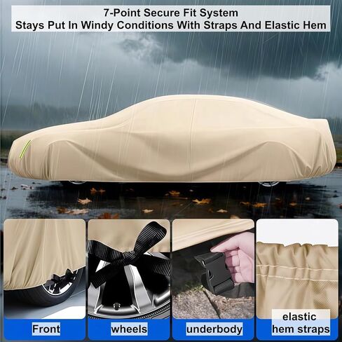 Heavy-Duty Oxford Waterproof Full Car Cover with Soft Lining, Windproof All Weather SUV Protection Against Hail, UV, Snow Ice, Dirt＆Leaf, Sturdy and Durable Outdoor Full Cover Universal Fit Suvs in Saudi Arabia