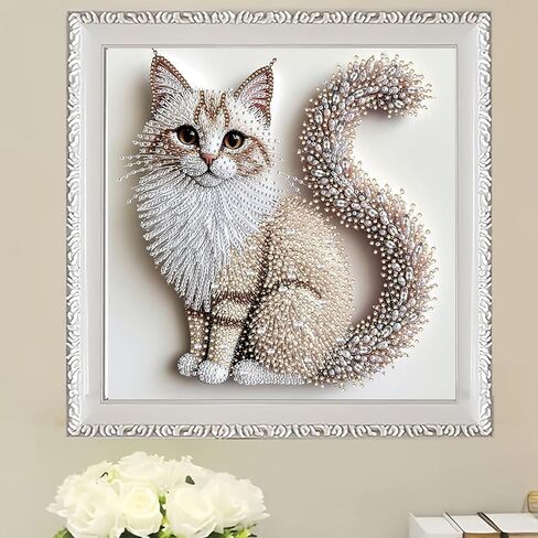 APVZARHT Cat Special Shape Diamond Art Kits for Adults, DIY Cat Diamond Painting Kits for Beginners, Diamond Dots Crystal Rhinestones Gem Art Kits for Home Decor 12x12 inch in Kuwait
