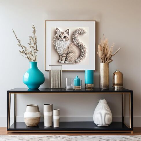 APVZARHT Cat Special Shape Diamond Art Kits for Adults, DIY Cat Diamond Painting Kits for Beginners, Diamond Dots Crystal Rhinestones Gem Art Kits for Home Decor 12x12 inch in Kuwait