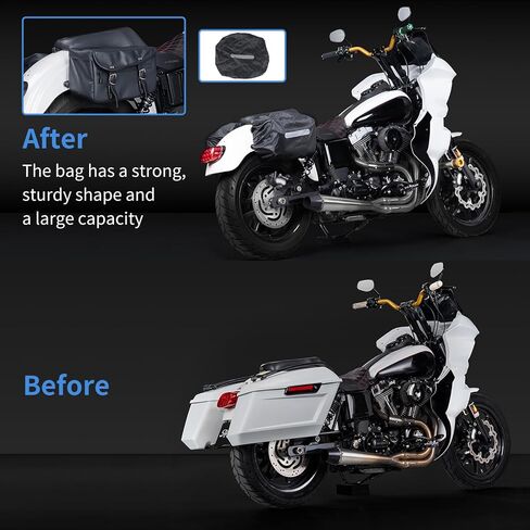 PU Leather Motorcycle Saddlebags,15L×2 (30L / 7.9 GAL) Waterproof Soft Bags, Compatible with Harley Softail, Dyna, Street Bob, Wide Glide, Super Glide, FXR, Low Rider S, Sportster, Black in Kuwait