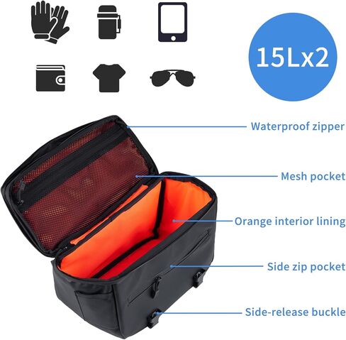 PU Leather Motorcycle Saddlebags,15L×2 (30L / 7.9 GAL) Waterproof Soft Bags, Compatible with Harley Softail, Dyna, Street Bob, Wide Glide, Super Glide, FXR, Low Rider S, Sportster, Black in Kuwait
