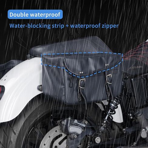 PU Leather Motorcycle Saddlebags,15L×2 (30L / 7.9 GAL) Waterproof Soft Bags, Compatible with Harley Softail, Dyna, Street Bob, Wide Glide, Super Glide, FXR, Low Rider S, Sportster, Black in Kuwait