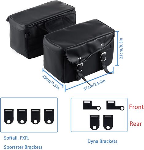 PU Leather Motorcycle Saddlebags,15L×2 (30L / 7.9 GAL) Waterproof Soft Bags, Compatible with Harley Softail, Dyna, Street Bob, Wide Glide, Super Glide, FXR, Low Rider S, Sportster, Black in Kuwait