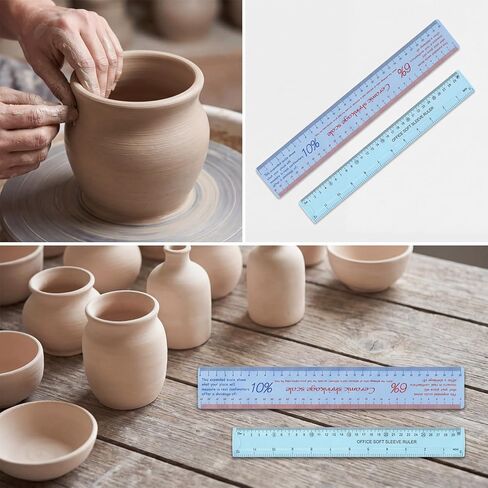 Ceramic Shrinkage Scale Ruler Set, 2 Pcs Pottery Clay Sculpture Measuring Tool with Standard Ruler for Carving Shaping Modeling in Kuwait