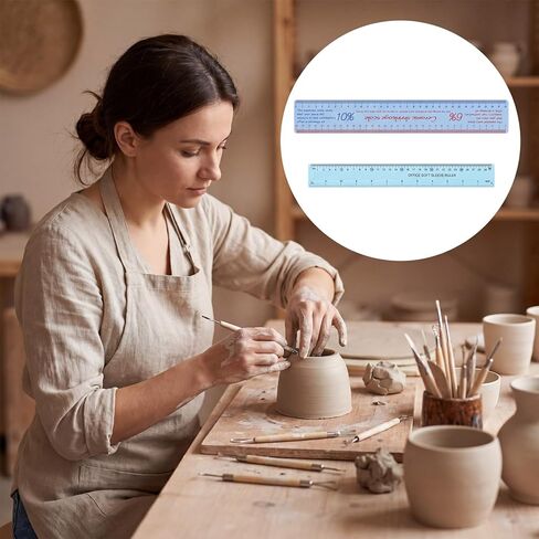 Ceramic Shrinkage Scale Ruler Set, 2 Pcs Pottery Clay Sculpture Measuring Tool with Standard Ruler for Carving Shaping Modeling in Kuwait