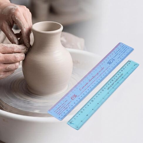 Ceramic Shrinkage Scale Ruler Set, 2 Pcs Pottery Clay Sculpture Measuring Tool with Standard Ruler for Carving Shaping Modeling in Kuwait