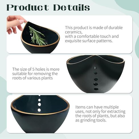 Herb Stripper Bowl,2026 New Herb Stripper Bowl Ceramic,Kitchen Tools for Stripping Herbs,Comes with a Small Brush. (Navy Blue) in Saudi Arabia