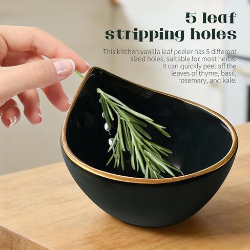 Herb Stripper Bowl,2026 New Herb Stripper Bowl Ceramic,Kitchen Tools for Stripping Herbs,Comes with a Small Brush. (Navy Blue) in Saudi Arabia