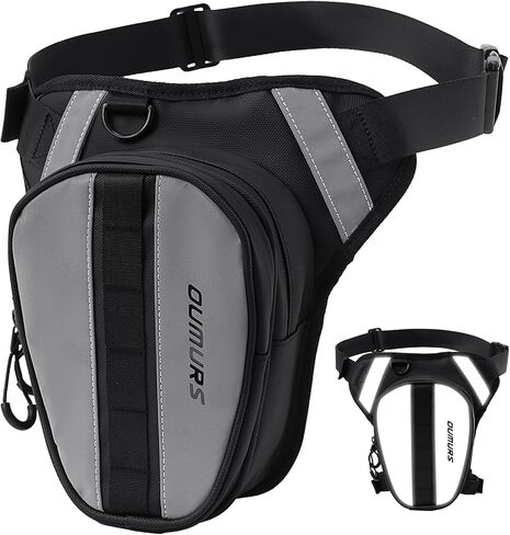 Oumurs Reflective Motorcycle Leg Bag, Quick Release Buckle & Adjustable Strap for Men & Women, Water-Resistant Thigh Bag with Quick-Access Storage, High Visibility for Riding Hiking Camping in Kuwait