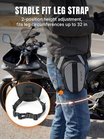 Oumurs Reflective Motorcycle Leg Bag, Quick Release Buckle & Adjustable Strap for Men & Women, Water-Resistant Thigh Bag with Quick-Access Storage, High Visibility for Riding Hiking Camping in Kuwait