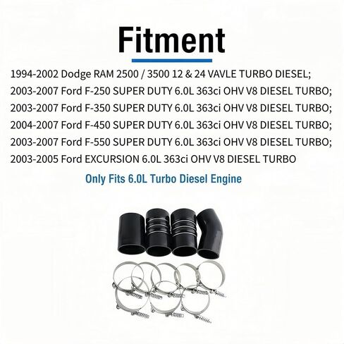 6.0L Powerstroke Turbo Intercooler Boots Clamps Fit for 2003-2007 F250 F350 F450 F550 SUPER DUTY / 2003-2005 EXCURSION in Saudi Arabia