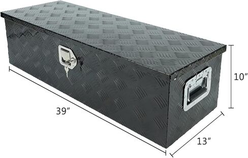 39"X13"X10" Black Heavy Duty Aluminum Pickup Truck Bed 5 Bar Tread Pattern Truck Tool Box, Underbody Tool Box Storage Trailer Tongue Box with Lock and Key for RV, ATV, Trailer & Truck in Saudi Arabia