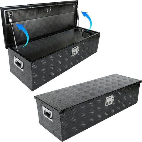39"X13"X10" Black Heavy Duty Aluminum Pickup Truck Bed 5 Bar Tread Pattern Truck Tool Box, Underbody Tool Box Storage Trailer Tongue Box with Lock and Key for RV, ATV, Trailer & Truck in Saudi Arabia