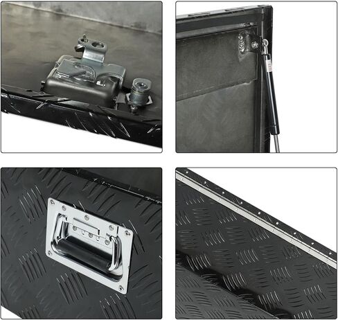 39"X13"X10" Black Heavy Duty Aluminum Pickup Truck Bed 5 Bar Tread Pattern Truck Tool Box, Underbody Tool Box Storage Trailer Tongue Box with Lock and Key for RV, ATV, Trailer & Truck in Saudi Arabia