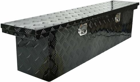 60"X12"X14" Heavy Duty Aluminum Pickup Truck Tool Box 5 Bar Tread Pattern, Underbody Tool Box Storage Trailer Truck Bed Toolbox with Lock and Key for RV, ATV, Trailer & Truck,Black in Saudi Arabia