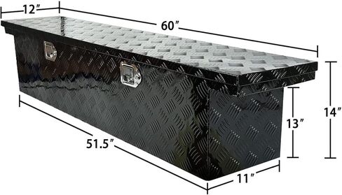 60"X12"X14" Heavy Duty Aluminum Pickup Truck Tool Box 5 Bar Tread Pattern, Underbody Tool Box Storage Trailer Truck Bed Toolbox with Lock and Key for RV, ATV, Trailer & Truck,Black in Saudi Arabia