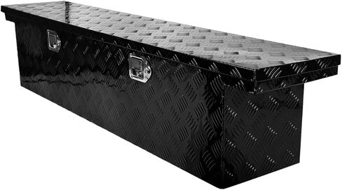 60"X12"X14" Heavy Duty Aluminum Pickup Truck Tool Box 5 Bar Tread Pattern, Underbody Tool Box Storage Trailer Truck Bed Toolbox with Lock and Key for RV, ATV, Trailer & Truck,Black in Saudi Arabia