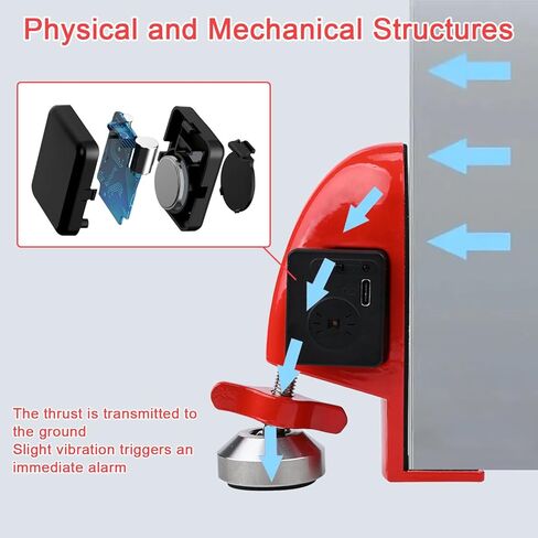 Portable Door Stopper with 130dB Alarm, Rechargeable Aluminum Alloy Door Jammer for Hotel Security, Extra Safety Device for Renters, Students & Solo Female Travel, Type-C Charging in Saudi Arabia