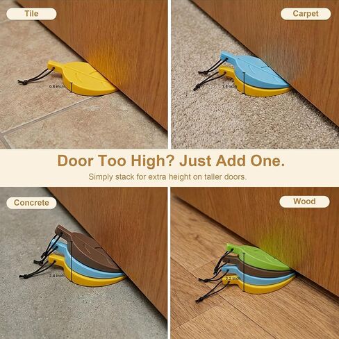 4 Pack Door Stoppers for Bottom of Door, Cute Leaf-Shaped Silicone Door Stopper Wedges with Hanging Rope, Child & Pet Safe Flexible Stackable Non-Slip Door Stops for Floor Carpet Hardwood in Saudi Arabia