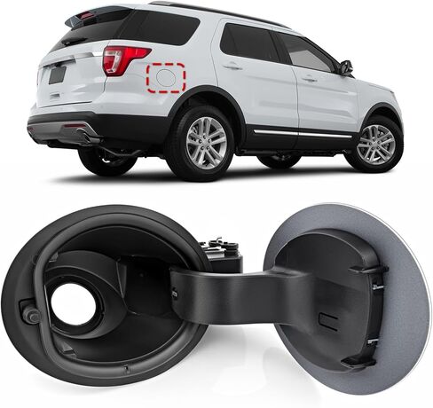 غطاء جيب لباب حشو الوقود من TOP-MAX مع مفصل متوافق مع سيارة Ford Explorer 2011-2019، أداة اعتراض الشرطة 2013-2019، مجموعة حامل غطاء خزان الغاز تحل محل BB5Z-7827936-A، أسود in Kuwait