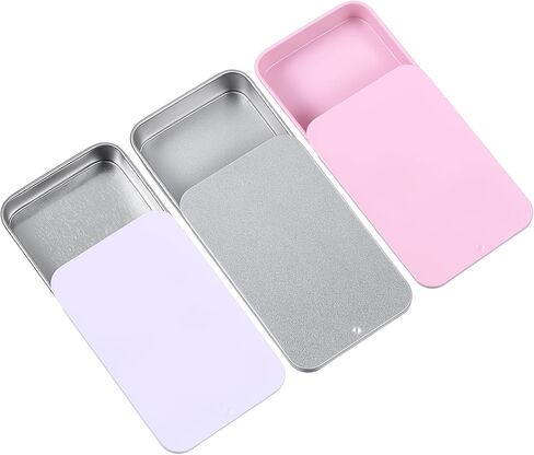3Pcs Metal Tin Box Containers, 3.15 x 1.97 x 0.59 Inch Small Box Mini Rectangular Slide Top Containers Hinged Tin Boxes for Candies Jewelry Crafts Survival Kit in Kuwait