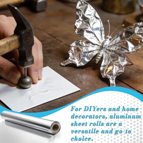 LuxDuo Craft Aluminum Metal Crafts DIY Foil 12 Inch x 33 ft - Easy to Cut, Shape and Mold - Ideal for Metal Art,Sculpture,DIY Decor and Model Making (12"x33FT,70μm) in Saudi Arabia