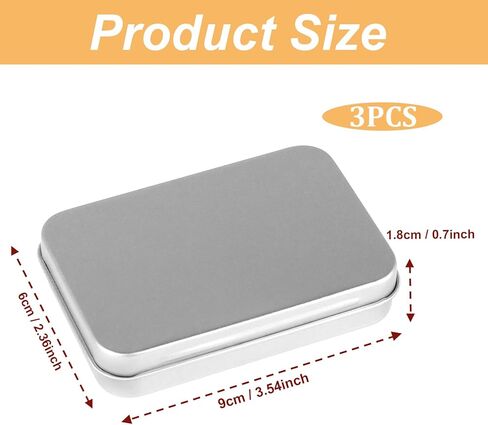 Silver Mini Portable Metal Tin Box with Lid, 3 PCS Rectangular Hinged Tins Box Containers Empty Portable Tin Case for Candies, Soaps, Earrings, Jewelry, Crafts, Gifts in Kuwait