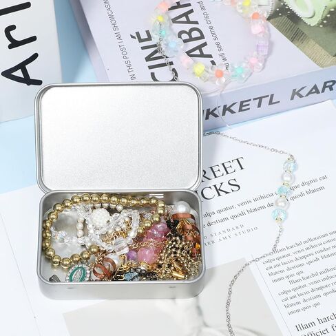Silver Mini Portable Metal Tin Box with Lid, 3 PCS Rectangular Hinged Tins Box Containers Empty Portable Tin Case for Candies, Soaps, Earrings, Jewelry, Crafts, Gifts in Kuwait