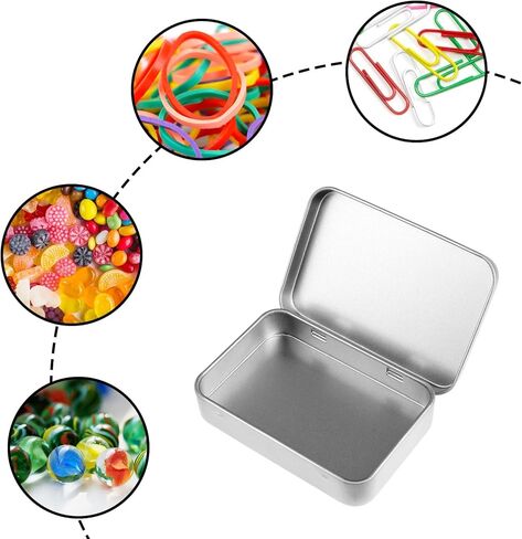 Silver Mini Portable Metal Tin Box with Lid, 3 PCS Rectangular Hinged Tins Box Containers Empty Portable Tin Case for Candies, Soaps, Earrings, Jewelry, Crafts, Gifts in Kuwait