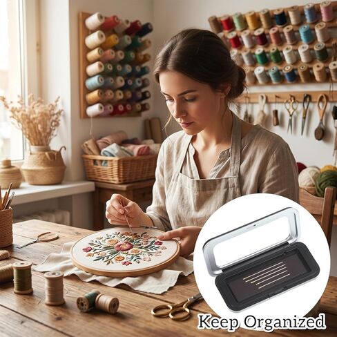 Magnetic Needle Holder Case with Clear Acrylic Lid, Strong Magnetic Sewing Pin Storage Case with Visible Lid Sewing Needle Organizer Box for Sewings Quilting Paper Clips in Kuwait