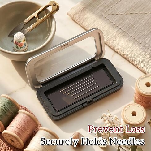 Magnetic Needle Holder Case with Clear Acrylic Lid, Strong Magnetic Sewing Pin Storage Case with Visible Lid Sewing Needle Organizer Box for Sewings Quilting Paper Clips in Kuwait