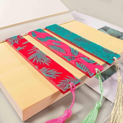 2 Pcs DIY Bookmark Resin Mold with 10 Different Design, Rectangle Silicone Bookmark Epoxy Resin Moulds with 15 Pieces Colorful Tassels for Bookmark Making Jewelry DIY Craft in Saudi Arabia