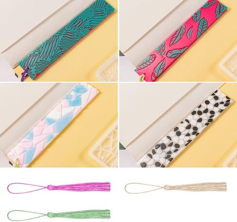 2 Pcs DIY Bookmark Resin Mold with 10 Different Design, Rectangle Silicone Bookmark Epoxy Resin Moulds with 15 Pieces Colorful Tassels for Bookmark Making Jewelry DIY Craft in Saudi Arabia