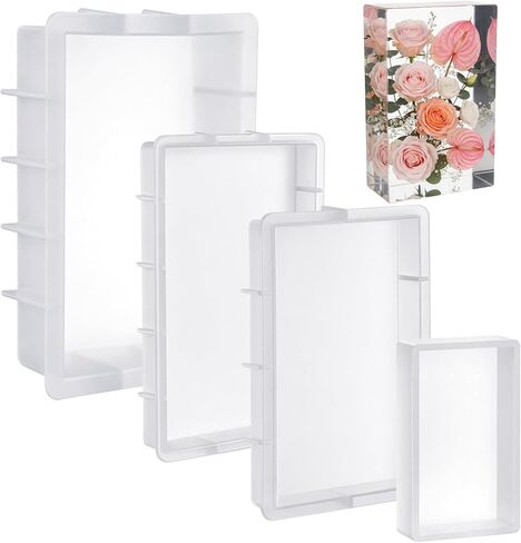 HANLANXUE 4 Pcs Large Rectangular Silicone Molds for Epoxy Resin, Deep Casting Epoxy Mold for Flower Preservation, Deep Pour Molds for Furniture Decor, DIY Wedding Bouquets, Valentine's Day Gifts in Saudi Arabia