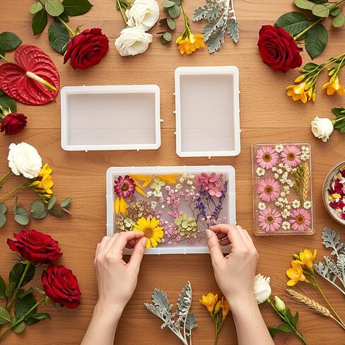 HANLANXUE 4 Pcs Large Rectangular Silicone Molds for Epoxy Resin, Deep Casting Epoxy Mold for Flower Preservation, Deep Pour Molds for Furniture Decor, DIY Wedding Bouquets, Valentine's Day Gifts in Saudi Arabia