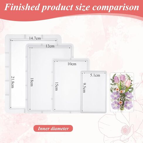 HANLANXUE 4 Pcs Large Rectangular Silicone Molds for Epoxy Resin, Deep Casting Epoxy Mold for Flower Preservation, Deep Pour Molds for Furniture Decor, DIY Wedding Bouquets, Valentine's Day Gifts in Saudi Arabia