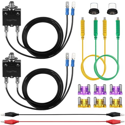 HVAC Fuse Popper 3A & 5A Resettable Fuse Kit, Circuit Breaker Tester, HVAC Tester with Magnetic Jumper Wires, 24V AC/DC 125/250V AC, Alligator Clips & 6 Mini Blade Fuses in Kuwait
