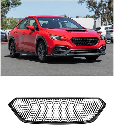 استبدال لموديلات سوبارو WRX لعام 2022 | JDM ChargeSpeed ​​CS نمط قرص العسل ABS بلاستيك مطلي باللون الأسود اللامع المصد الأمامي العلوي غطاء حماية الشبكة in Kuwait