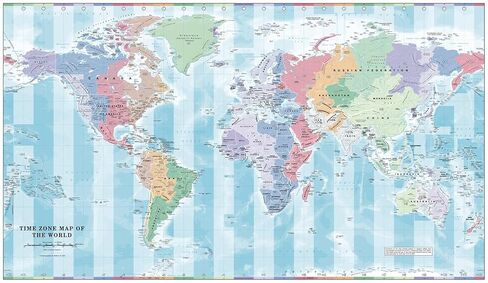 Cosmographics: Time Zone Wall Map of the World - 39 x 22.75 inch Poster - Front Lamination in Kuwait