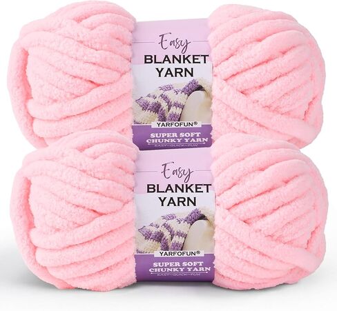 2 Pack Chunky Chenille Yarn for Crocheting Hand Knitting,Soft Thick Bulky Chunky Fluffy Plush Velvet Crochet Blanket Yarn for Crocheting Baby Blankets/DIY Crafts/Home Decor 2 * 100g(Hot Pink) in Saudi Arabia