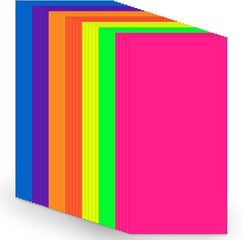 Colored Large Cardstock 12x24 In 35 Sheets Assorted Neon 7 Color Paper Bright Fluorescent Color Heavyweight Paper 180GSM/65lb Suitable for Extended Cutting,Ships Flat - No Creases in Saudi Arabia