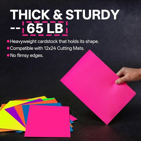 Colored Large Cardstock 12x24 In 35 Sheets Assorted Neon 7 Color Paper Bright Fluorescent Color Heavyweight Paper 180GSM/65lb Suitable for Extended Cutting,Ships Flat - No Creases in Saudi Arabia