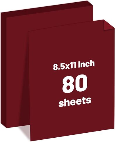 80 Sheets Wine Red Cardstock,8.5" x 11" Double-sided Thick Paper,65lb /180gsm Cardstock Printer Paper for Invitations,Menus,Wedding,DIY Cards,Kids School Supplies. in Kuwait